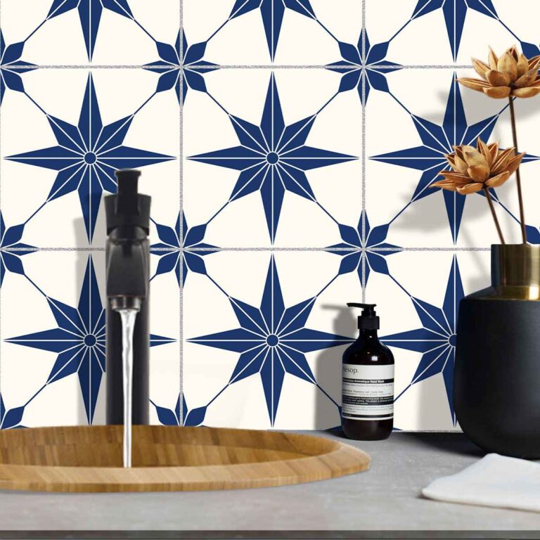Buy Vinyl Floor Tiles Vinyl | Waterproof Blue Star Tile Stickers decal