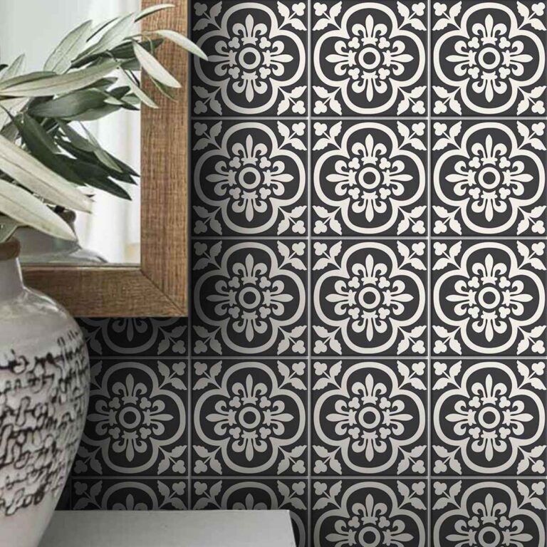 Floral Floor Tile Stickers | Peel and Stick Tile Decals for Kitchen, Bathroom & Wall | Antiskid Floor Tile Stickers