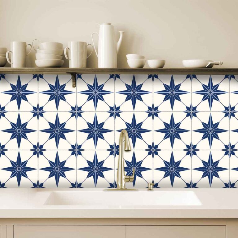 Buy Vinyl Floor Tiles Vinyl | Waterproof Blue Star Tile Stickers decal