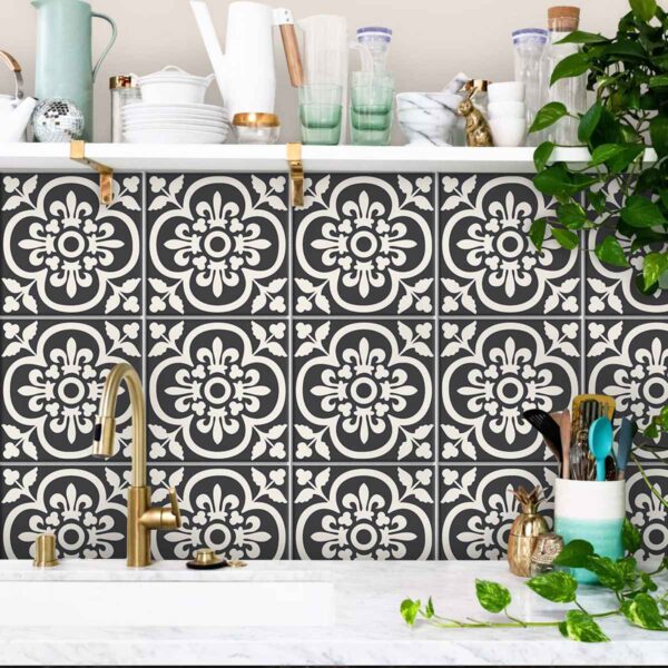 Floral Floor Tile Stickers | Peel and Stick Tile Decals for Kitchen, Bathroom & Wall | Antiskid Floor Tile Stickers