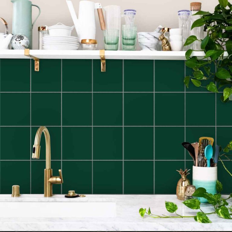 Bathroom Kitchen Wall Floor Tile Vinyl Decals. White Black Seamless Design, Upgrade with Peel and Stick Tile Stickers | Waterproof & Removable