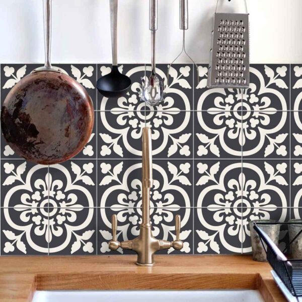 Floral Floor Tile Stickers | Peel and Stick Tile Decals for Kitchen, Bathroom & Wall | Antiskid Floor Tile Stickers