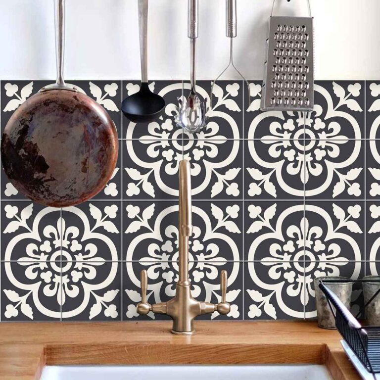 Floral Floor Tile Stickers | Peel and Stick Tile Decals for Kitchen, Bathroom & Wall | Antiskid Floor Tile Stickers
