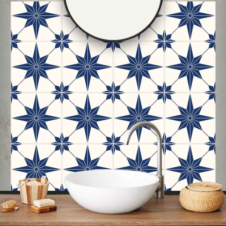 Buy Vinyl Floor Tiles Vinyl | Waterproof Blue Star Tile Stickers decal