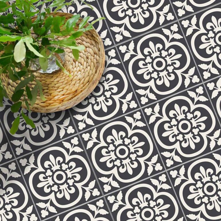 Floral Floor Tile Stickers | Peel and Stick Tile Decals for Kitchen, Bathroom & Wall | Antiskid Floor Tile Stickers