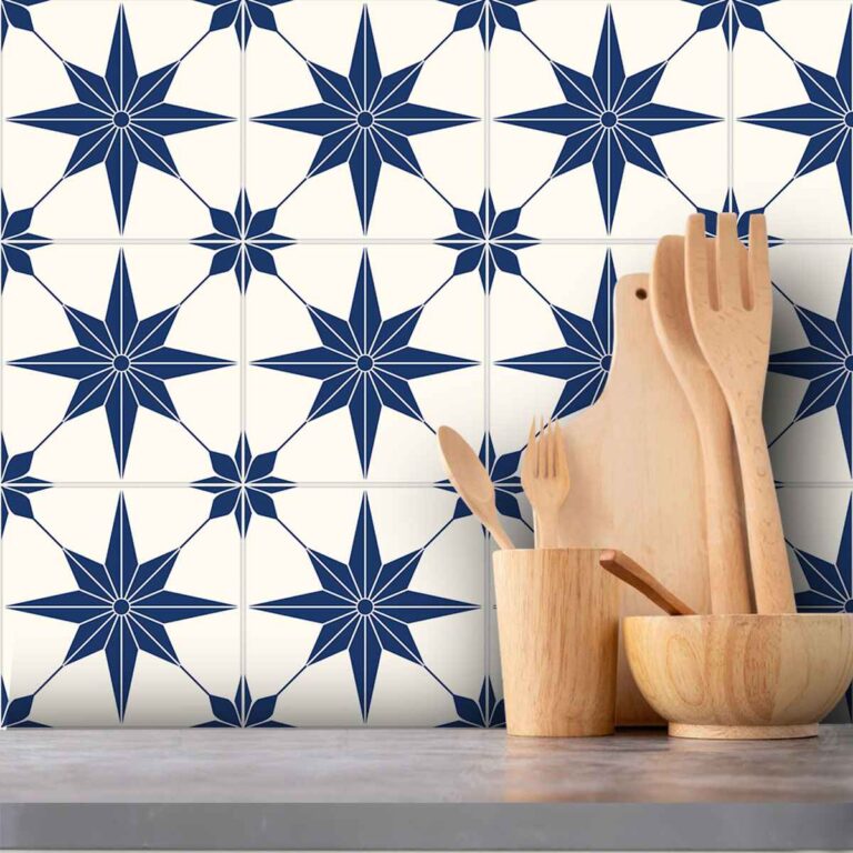 Buy Vinyl Floor Tiles Vinyl | Waterproof Blue Star Tile Stickers decal