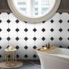 Black and White Geometric Tile Stickers | Hand Crafted Decals | Peel and Stick Kitchen Wall Floor Bathroom Tile Decals | Removable Stickers