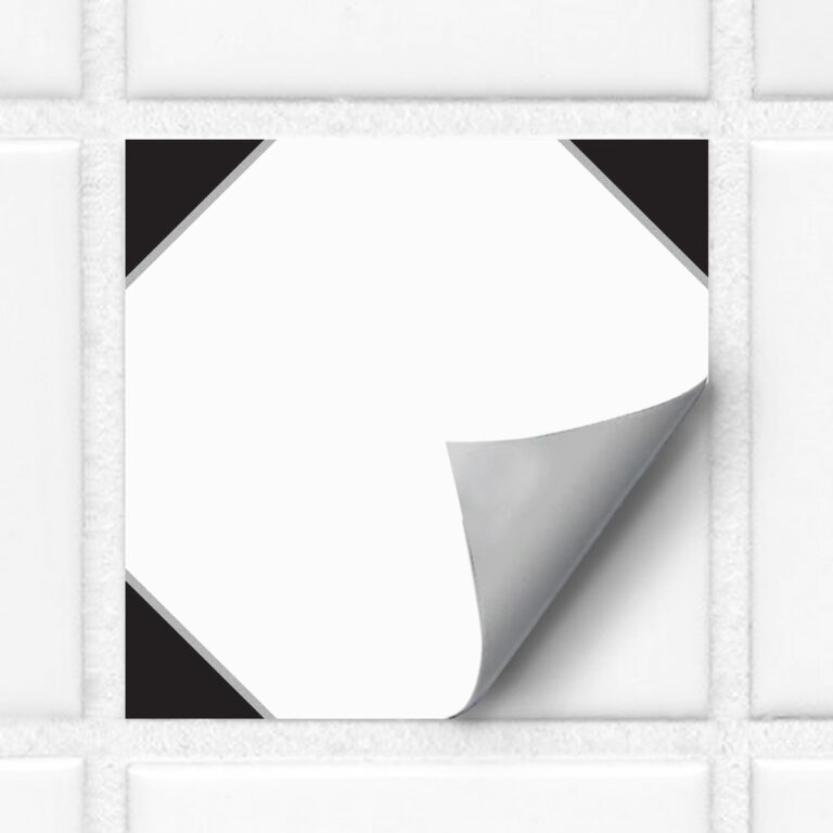 Black and White Geometric Tile Stickers | Hand Crafted Decals | Peel and Stick Kitchen Wall Floor Bathroom Tile Decals | Removable Stickers