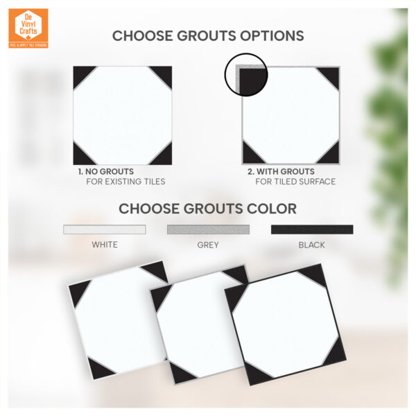 Black and White Geometric Tile Stickers | Hand Crafted Decals | Peel and Stick Kitchen Wall Floor Bathroom Tile Decals | Removable Stickers