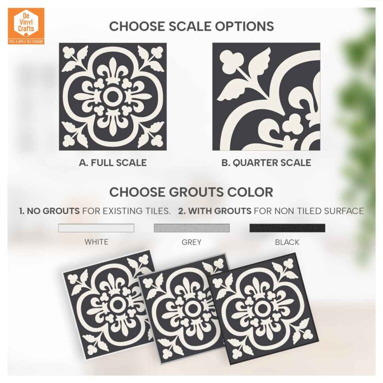 Floral Floor Tile Stickers | Peel and Stick Tile Decals for Kitchen, Bathroom & Wall | Antiskid Floor Tile Stickers