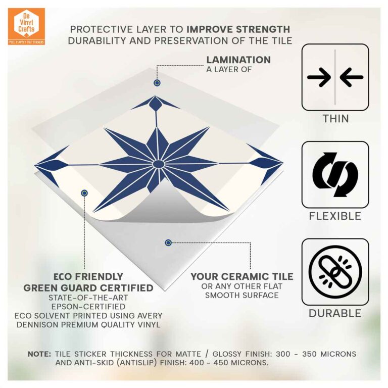 Buy Vinyl Floor Tiles Vinyl | Waterproof Blue Star Tile Stickers decal