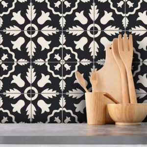 DIY Vinyl Stickers, Self-Adhesive Black & White Vinyl Tile Decals - Modern Backsplash Sticker, luxury vinyl tile black and white, black and white self adhesive floor tiles