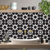 Easy DIY Vinyl Stickers, black and white peel and stick backsplash decals. Self-adhesive vinyl stickers USA, black and white tile stickers,black and white tile vinyl flooring, black and white adhesive floor tiles, luxury vinyl tile black and white, black and white self adhesive floor tiles