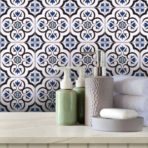 Blue Peel and Stick Tiles, Peel and Stick Tile Backsplash, Removable Tile Stickers, Self-Adhesive Wall Tiles, Vinyl Tile Decals for Kitchen, Decorative Tile Decals, Easy Install Wall Tiles, Temporary Kitchen Backsplash Tiles, Classic Blue Wall Stickers