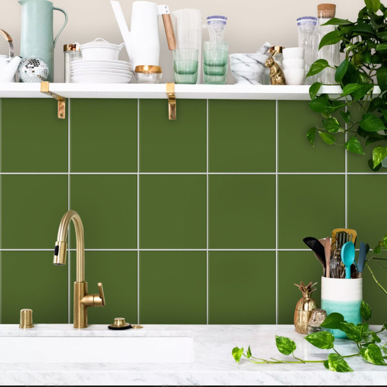 Solid Olive Tile Stickers, Green Tile Vinyl, Green Backsplash, Lowes Vinyl Tile Flooring, Peel And Stick Floor Tiles, Vinyl Tile Flooring, Sticky Floor Tiles
