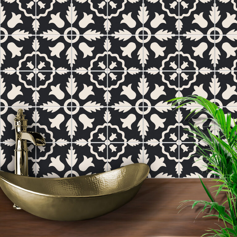 DIY Vinyl Stickers, Self-Adhesive Black & White Vinyl Tile Decals - Modern Backsplash Sticker, luxury vinyl tile black and white, black and white self adhesive floor tiles