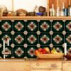 Flower Wall Stickers Decor, Furniture Flower Transfers, Wall Art Decor Flower, Big Floral Wall Decals, Furniture Floral Decals, Dark Green Backsplash Tile, Stickon Tiles
