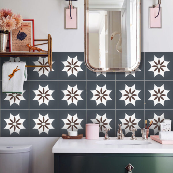 Black And White Tile Stickers, Black And White Tile Vinyl, Stickable Floor Tiles, Stick And Peel Wall Tiles, Modern Vinyl Tile, Modern Peel And Stick Floor Tile, Bathroom Modern Peel And Stick Floor Tile