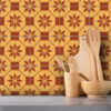 Vintage Floral Tile Backsplash, Retro Kitchen Tile Designs, Floral Patterned Backsplash Tiles, Mid-Century Modern Kitchen Tiles, Antique Flower Tile Backsplash, Classic Floral Ceramic Tiles, Vintage-Inspired Kitchen Backsplash, Retro Flower Tile Stickers, Floral Peel-and-Stick Backsplash, 1950s Kitchen Tile Patterns