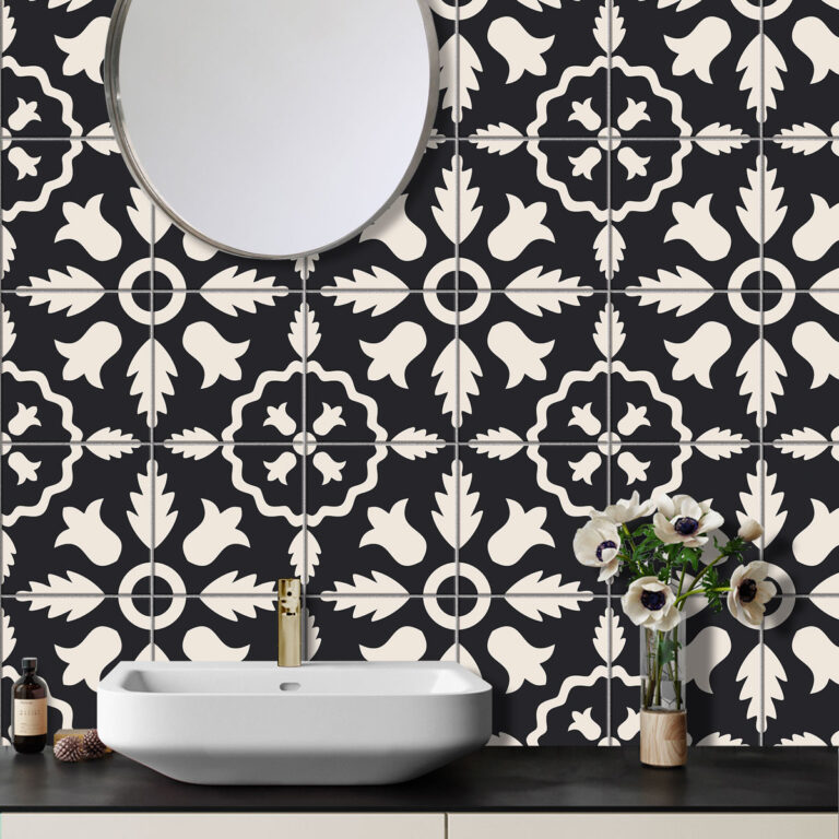 DIY Vinyl Stickers, Self-Adhesive Black & White Vinyl Tile Decals - Modern Backsplash Sticker, luxury vinyl tile black and white, black and white self adhesive floor tiles