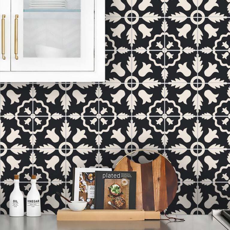 DIY Vinyl Stickers, Self-Adhesive Black & White Vinyl Tile Decals - Modern Backsplash Sticker, luxury vinyl tile black and white, black and white self adhesive floor tiles