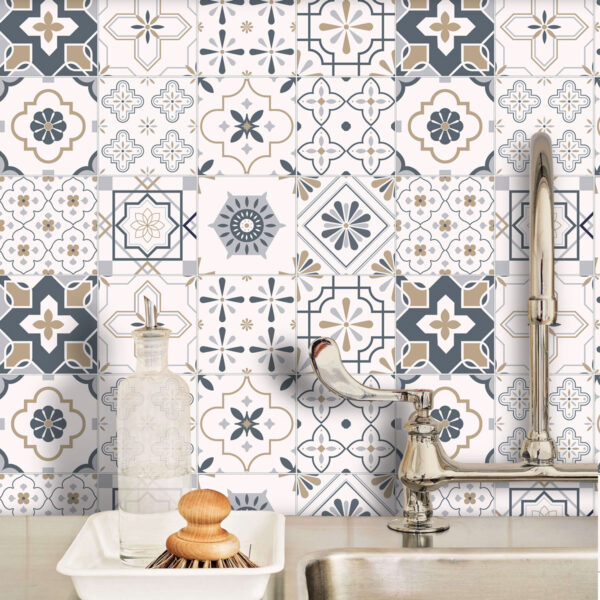 Stickon Tile, Kitchen Tile Back Splash, Back Splash Tiles For Kitchen, Tile And Backsplash, Moroccan Tiles Kitchen Splashback, Kitchen Tile Pattern, Grey Kitchen Wall Tiles, Self Adhesive Mosaic Tiles, Modern Grey Modern Kitchen Wall Tiles