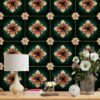 Flower Wall Stickers Decor, Furniture Flower Transfers, Wall Art Decor Flower, Big Floral Wall Decals, Furniture Floral Decals, Dark Green Backsplash Tile, Stickon Tiles