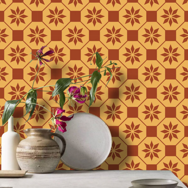 Vintage Floral Tile Backsplash, Retro Kitchen Tile Designs, Floral Patterned Backsplash Tiles, Mid-Century Modern Kitchen Tiles, Antique Flower Tile Backsplash, Classic Floral Ceramic Tiles, Vintage-Inspired Kitchen Backsplash, Retro Flower Tile Stickers, Floral Peel-and-Stick Backsplash, 1950s Kitchen Tile Patterns