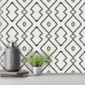Geometric Vinyl Floor Tiles, Luxury Vinyl Tile Geometric, Geometric Tile Decals, Geometric Vinyl Tiles, Black And White Tile Stickers, Black And White Tile Vinyl