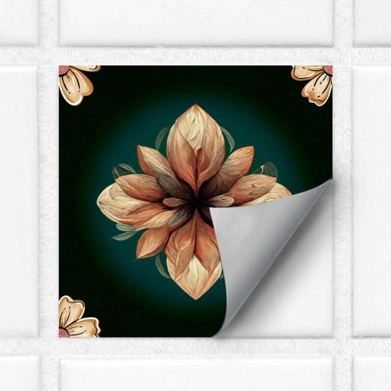 Flower Wall Stickers Decor, Furniture Flower Transfers, Wall Art Decor Flower, Big Floral Wall Decals, Furniture Floral Decals, Dark Green Backsplash Tile, Stickon Tiles