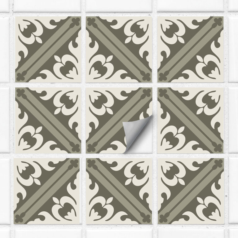 Peel and Stick Olive Floral Tile Sticker Bathroom, Peel and Stick Shower Tile, Bathroom Tiles, Floor Decals, Adhesive Floor Vinyl Tiles, Self Stick Vinyl Flooring USA