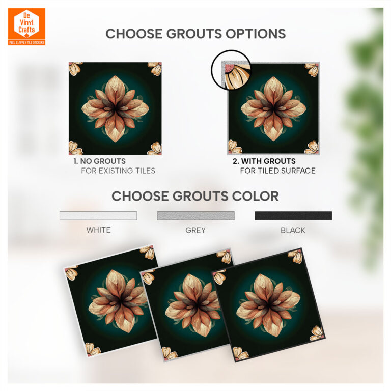 Flower Wall Stickers Decor, Furniture Flower Transfers, Wall Art Decor Flower, Big Floral Wall Decals, Furniture Floral Decals, Dark Green Backsplash Tile, Stickon Tiles