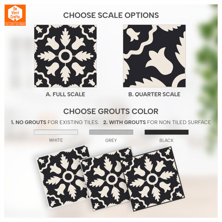 Self-Adhesive Black & White Vinyl Tile Decals - Modern Backsplash Sticker, luxury vinyl tile black and white, black and white self adhesive floor tiles