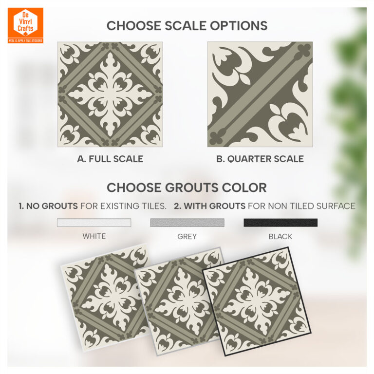 Peel and Stick Olive Floral Tile Sticker Bathroom, Peel and Stick Shower Tile, Bathroom Tiles, Floor Decals, Adhesive Floor Vinyl Tiles, Self Stick Vinyl Flooring USA